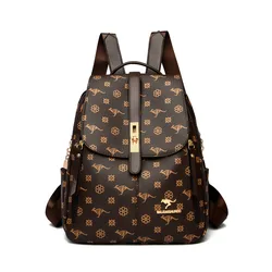 Old Flower Women's Backpack High Quality Bookbag Soft Leather Back Pack School Bags for Teenagers Girls Ladies Travel Bagpacks