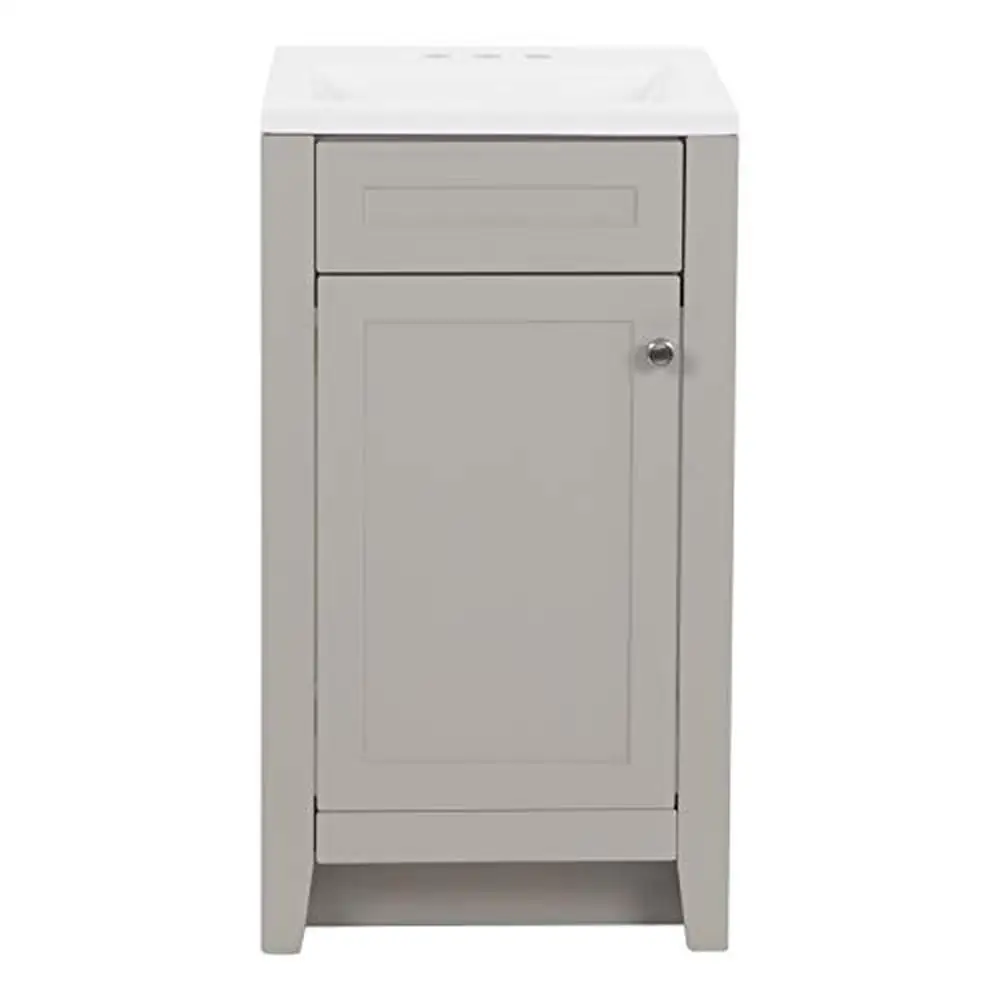 Description Picture 2 of item18" Wyre Bathroom Vanity with White Single Sink Gray Cabinet Shaker Style Door Soft Close Hinges Cultured Marble Top Flexible