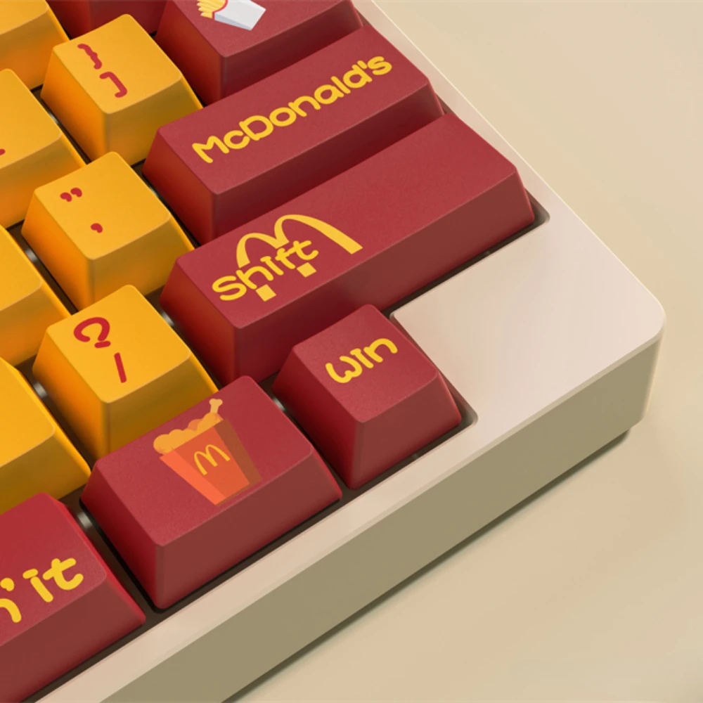 Echome Mcdonalds Tema Keycap Grupo Pbt Custom Cute Red Keyboard Cap Cherry Profile Key Cap Acessórios de Teclado Mecânico - Imagem 2