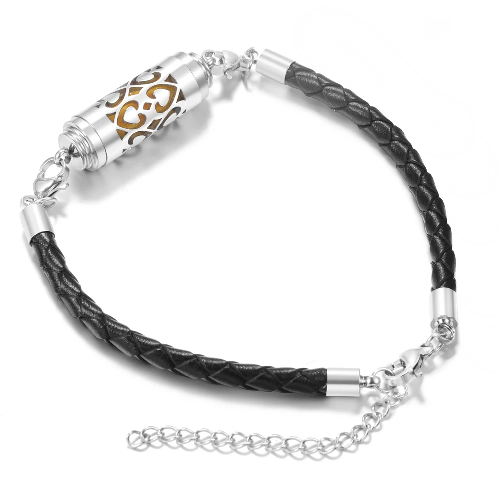 Black Leather Aromatherapy Bracelet Essential Oil Diffuser Stainless Steel Perfume Locket Bracelet Women Charm Aroma Jewelry bangle bracelet leather bracelet stainless steel bracelet leather bracelets