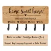 Personalized Text Engraved Customize Bamboo Key Holder Wall-Mounted Storage Keychain Hang Rack Home Decorated Housewarming Gift 1