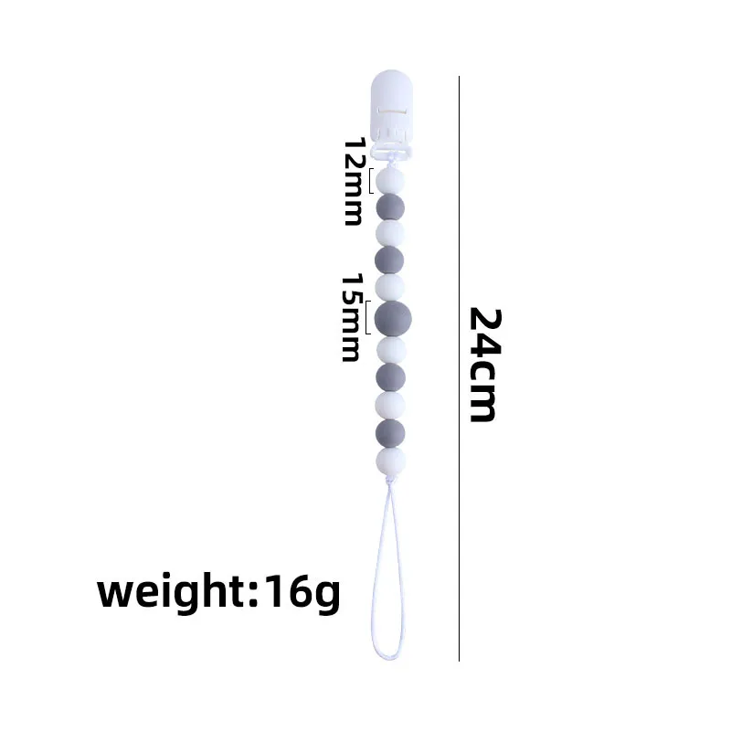 Pacifier Clip & Teether Toy, Adjustable Anti-Lost Dummy Chain Newborn Infant Soother Holder Clip, Silicone Teething Accessories