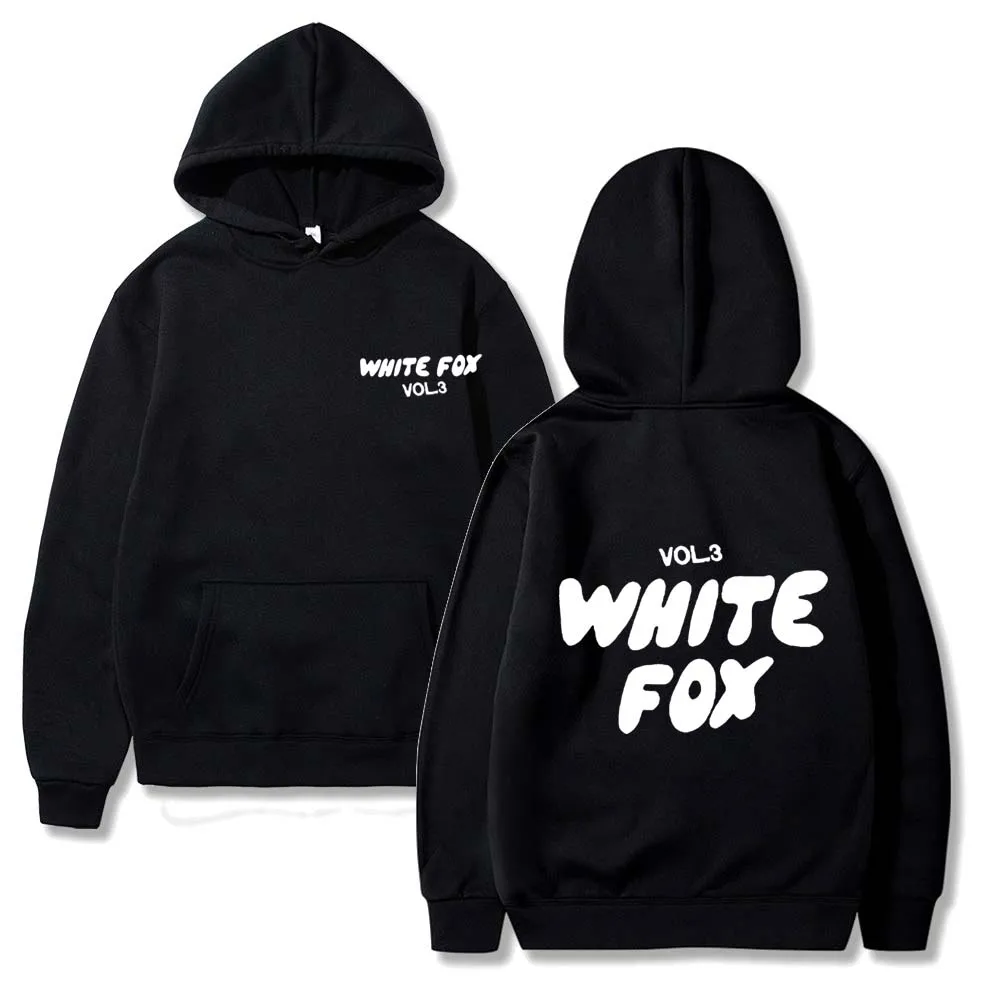 White Fox women's hoodie, loose fitting hoodie, thick wool, letter print, 2024