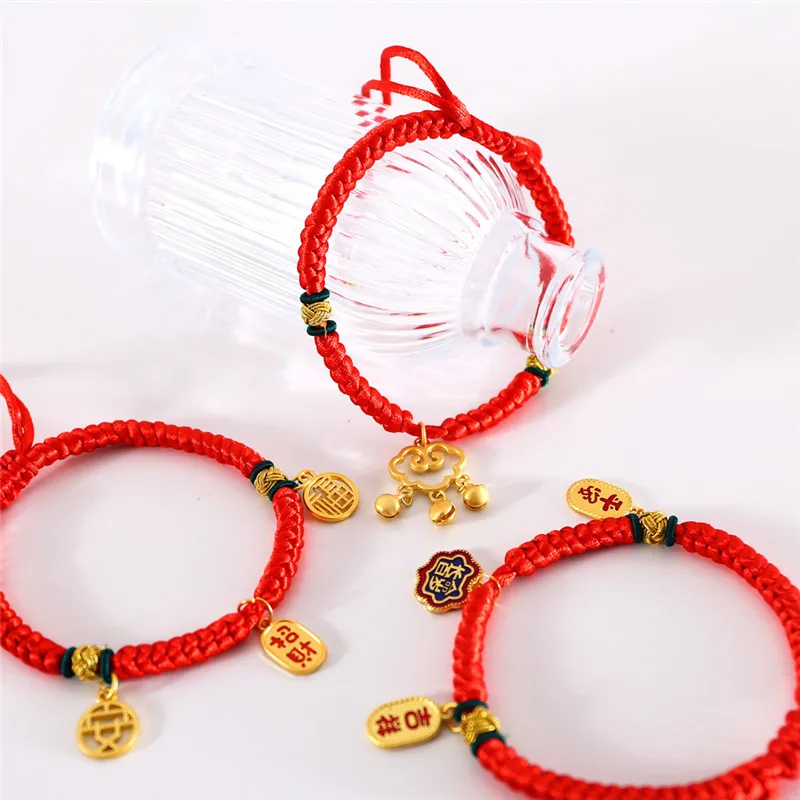 New Year Chinese Cat Collar Red Rope Braided Collar Adjustable Traditional Lucky Bless Woven Kitten Collars Pets Puppy Dogs