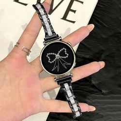 Elegant Thin Resin Metal Bracelet for Women - Luxury Wrist Band (Black)