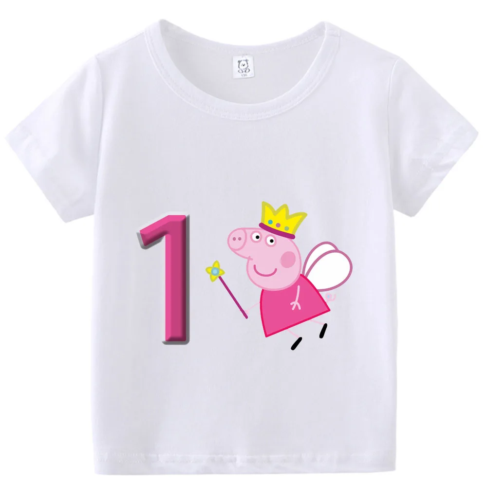 Baby Boy Girl Cotton Teddy Bear Peppa Pigs T Shirt Children Tee Shirts Kids Cartoon Summer Clothes Infant Tops Gift kids t shirt