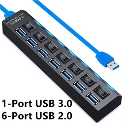 7 - Port USB 3.0 Hub with Individual LED Switches (Old style)