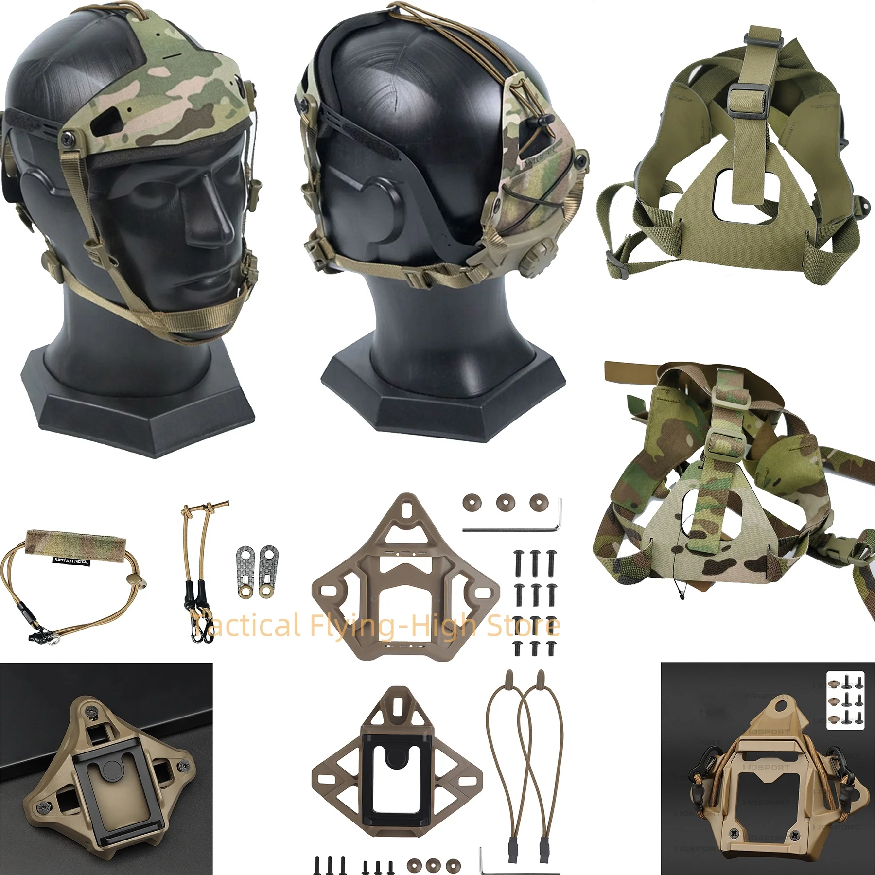 Support tête pour caméra sportive tactique - Monture NVG et fixation casque pour pêche nocturne