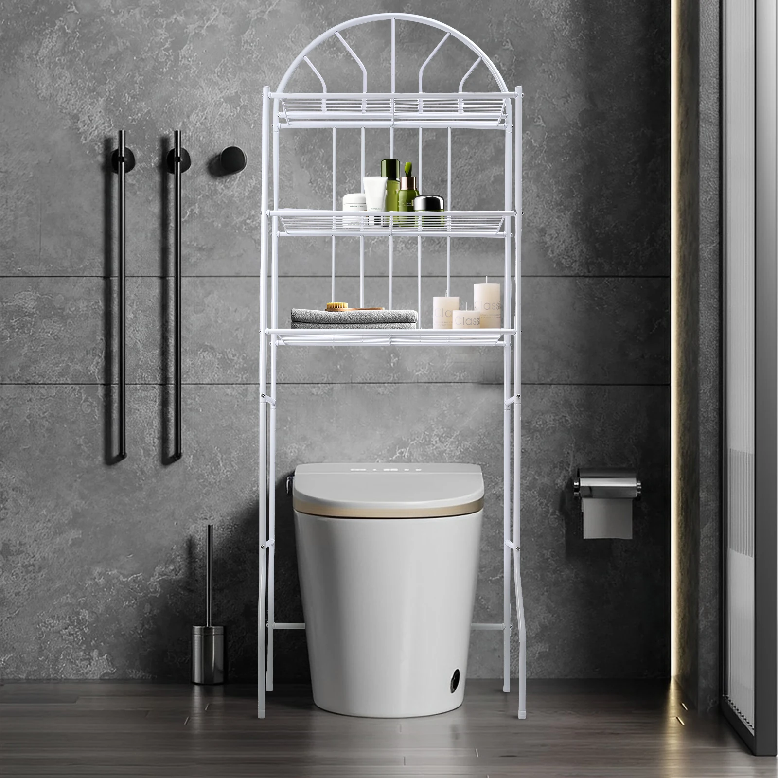 

3 Tier Bathroom Over The Toilet Shelf Toilet Paper Storage Organizer Towel Floor Rack Free Standing Kitchen Shelving Unit Decor