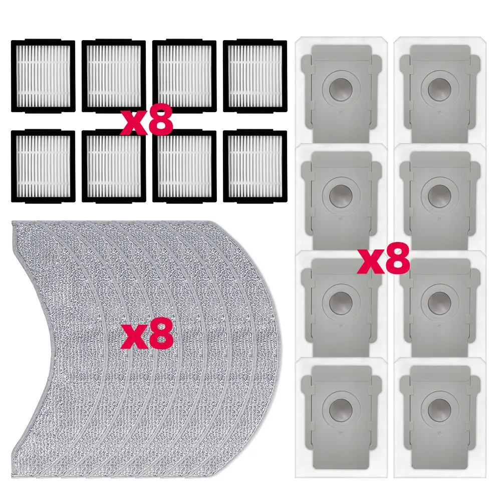 Ultimate Cleaning Accessories Kit: Main Brush, Side Brushes, HEPA Filters, Mop Cloths, and Dust Bags