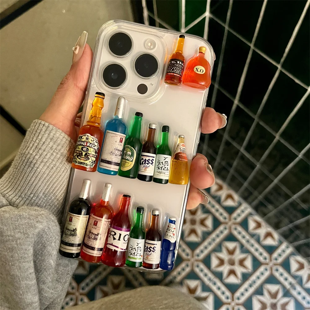 Acrylic Transparent Liquor Bottle Design Phone Case - Creative & Funny Drink Gift