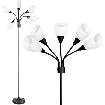 Modern Floor Lamp - 5 Light Standing Lamp for Bedroom with Adjustable Acrylic Multi-Colored Shades - Tall Floor Lamp 6