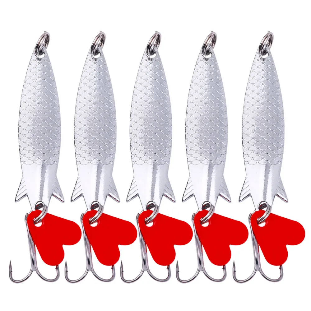 Fishing Lure Carp Fishing Bait 1pcs Fishing Spoon 7g 10g 28g 50g Metal Spoons Lure Hard Bait Spinner Fishing Lure Sequins Artificial Bait with Treble Hook