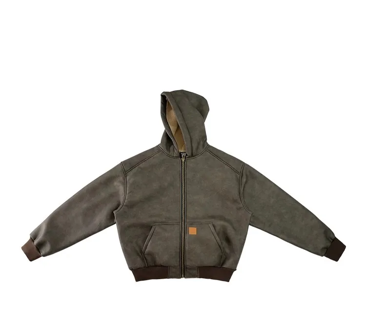 Tung Sung Heavy and Old Fur Integrated Hooded Jacket for Men Loose Casual Thickened Velvet Y2k Coat Men Winter 5