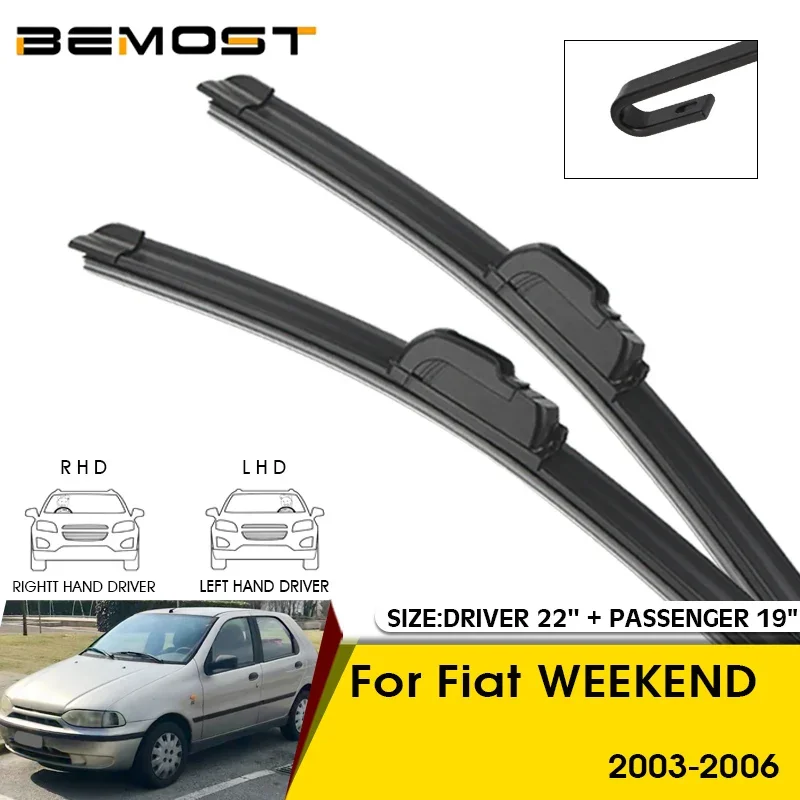 

Автомобильные щетки стеклоочистителя для Fiat уик-энд 2003-2006, лобовое стекло, лобовое стекло, передние стеклоочистители, 22 + 19 дюймов, автомобильные аксессуары