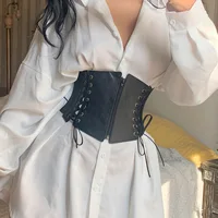 Mode femmes Corset large ceinture en cuir Pu minceur corps ceinture dames élastique taille haute ceinture gothique robe ceinture 2