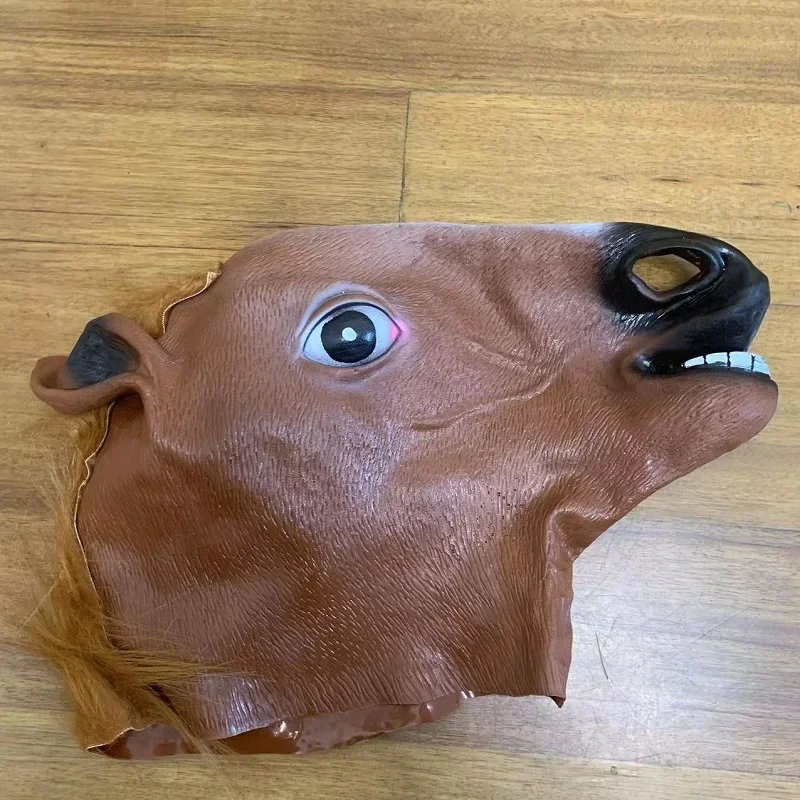 Weißes Pferd Masken Mädchen lustige Pferdekopf Maske Latex Tier maske Neuheit Halloween Cosplay Kostüme Kopf bedeckung Mascara de Latex – Detail 6