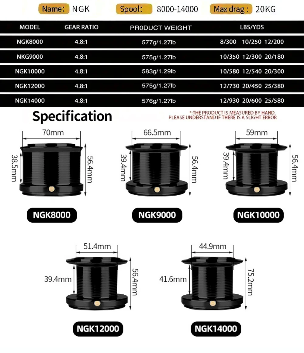 Gros moulinet spinning 8000-12000 frein 20kg pêche mer carpe bateau casting long distance