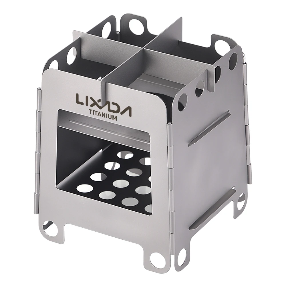 Lixada Lightweight Folding Wood Burning Stove Portable Camping Titanium  Stove Pocket Burner Outdoor Picnic Tourist Equipment