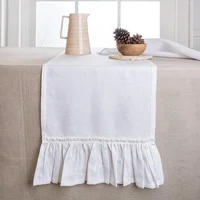100% Cotton Ruffle White Table Runners for Rustic Wedding Decoration Baby Shower Birthday Party Living Room Kitchen Dinner Decor 2