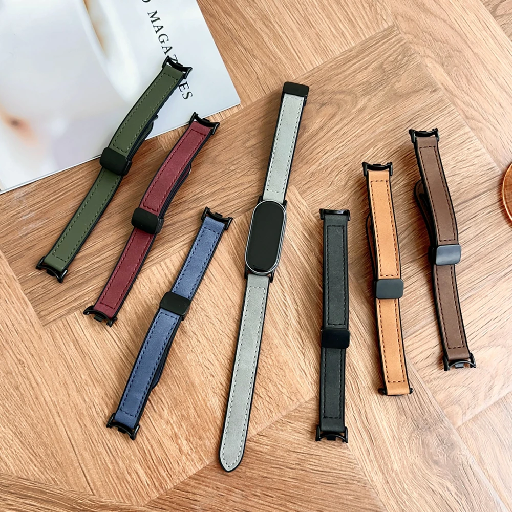 Premium Magnetic Leather Silicone Strap for Smart Bands - Elegant and Versatile Watchband Bracelet