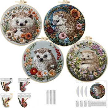 Hedgehog Flower Embroidery Kit 1