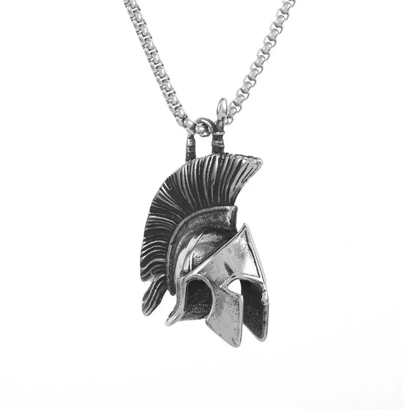 Spartan Warrior Helmet Pendant Necklace - 24" Chain, 18K Gold Plated Stainless Steel, Men & Women - View #9
