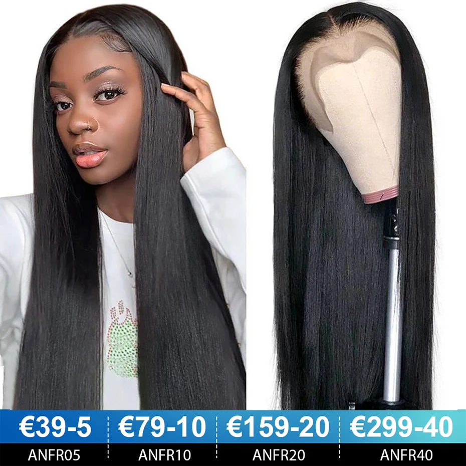 perruque brésilienne naturelle, cheveux lisses, 13x4, pre-plucked, nœuds décolorés, droites avec devant en dentelle perruques bresillienes promotion perruque cheveux humains brésiliens perruque lace frontale glueless