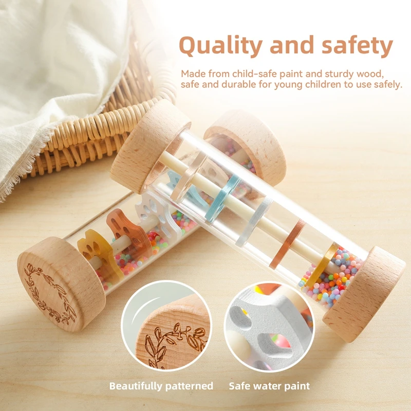 Baby Rain Stick Rainbow Hourglass Rain Music Rattle Baby Montessori Educational Toy Rainmaker for Kids Montessori Sensory Toys 3
