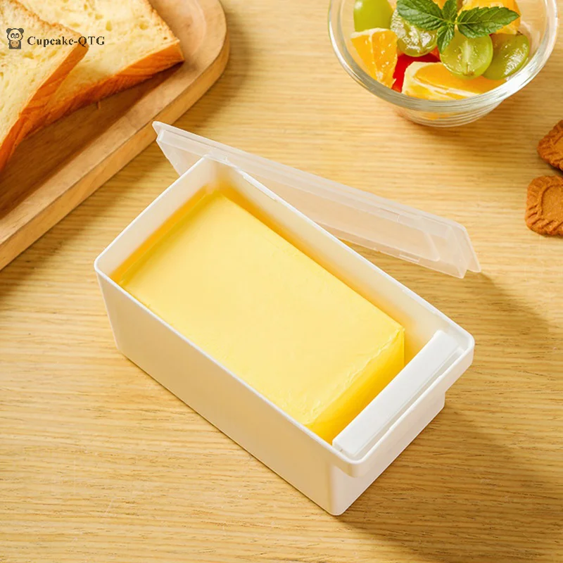 1pc Butter Dish With Cover Butter Fresh-keeping Box With Cutter Slicer Countertop Box For Refrigerator Storage Home