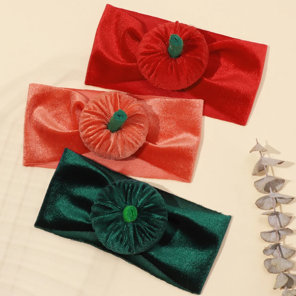 Solid Velvet Pumpkin Headbands for Baby Girl Infant Kids Hairbands for Newborn Baby Turban Children's Accessories Baby Items