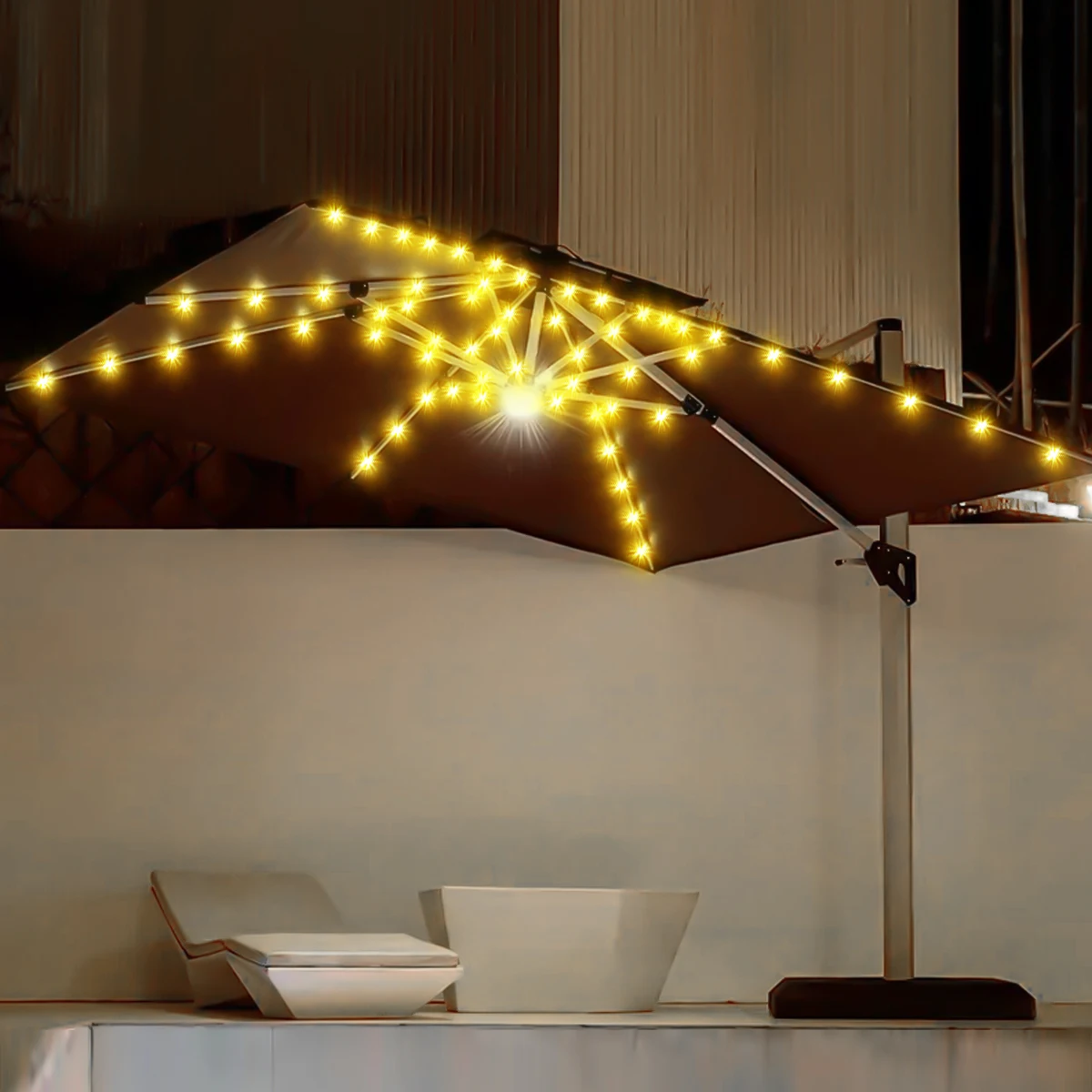 1PC Patio Umbrella Lights Cordless Outdoor Lighting With Remote Control 8 Mode LED Umbrella Patio Light Outdoor Garden Decor