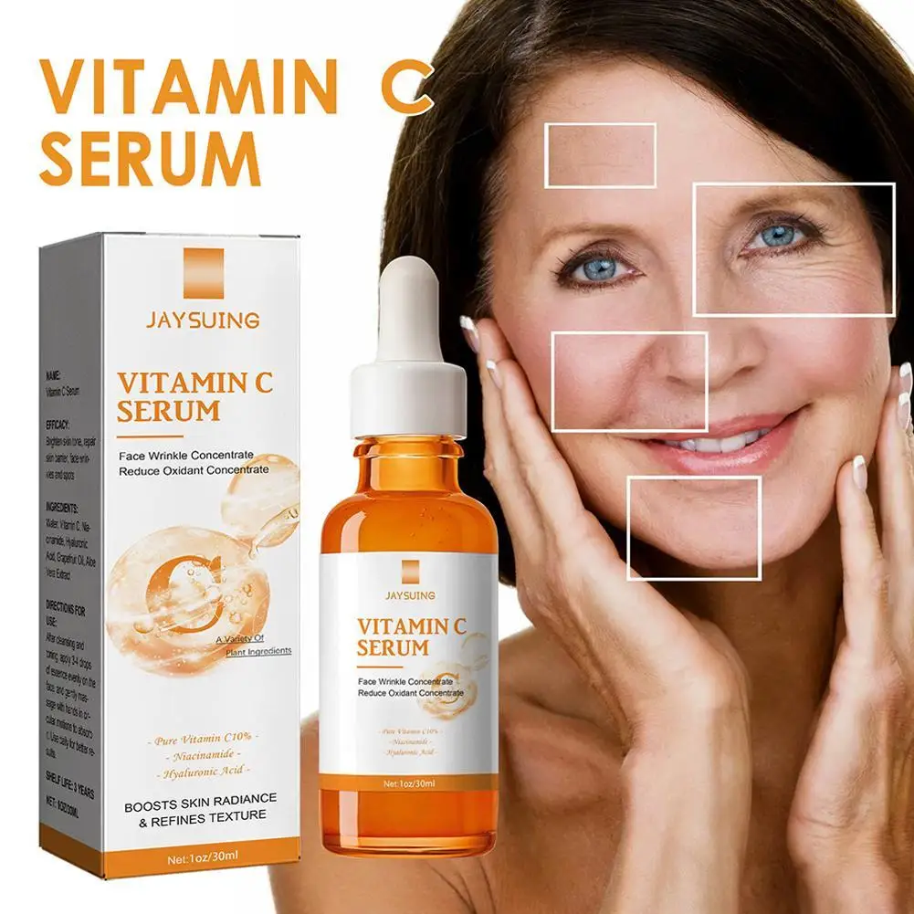 

30ml Face Anti Aging Serum Vitamin C Fade Fine Lines Whitening Lifting Firming Wrinkle Remover Cream Brighten Nourish Skin Care