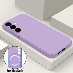 Magnetic Liquid Silicone Phone Case with Magsafe Wireless Charging Compatibility - Samsung Galaxy S23 Ultra (Purple)