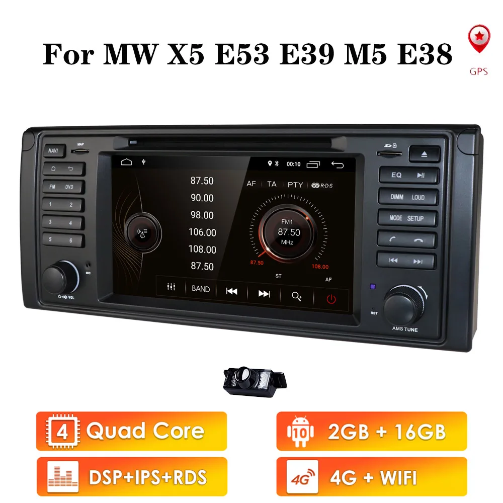 IPS DSP Android 10 4G 1din Car Multimedia Player For BMW X5 E53 E39 GPS stereo audio navigation multimedia screen head unit DVD |
