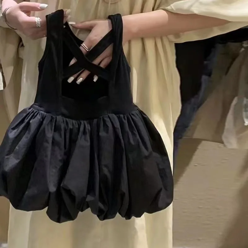 Girl Black Backless Sleeveless Summer Dress for Girl Kids Clothes for Girl Clothes Princess Dress Vestidos Платье Для Девочки