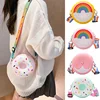 Round Donut Crossbody Bag Child Child Girl Children Shoulder Bag Adjustable Strap Vacation Travel Rainbow Printed Pocket Package 1