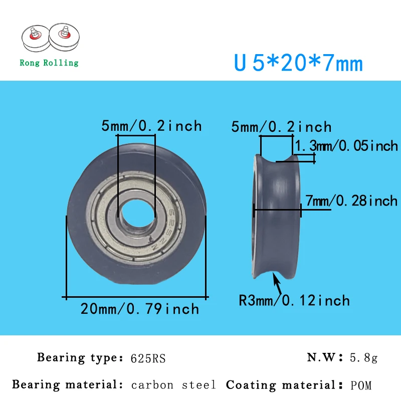Nylon bearing pulley 5*20*7 U groove door or window Sliding wheels/rollers/pulleys