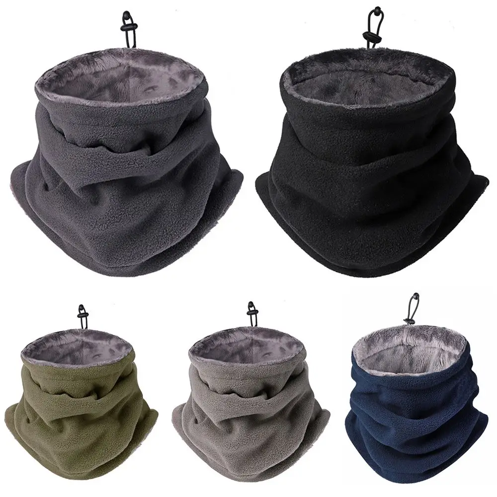Winter Fleece Neck Warmer Gaiter Men Women Thermal Cold Weather 3 in 1 Drawstring Face Covering Scarf for Outdoor Cycling Sports