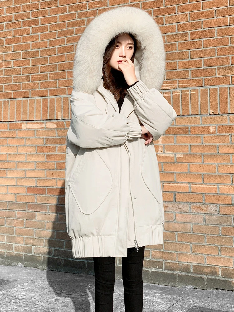 

2023 Mid-length slim fit loose fashionable down coat Winter