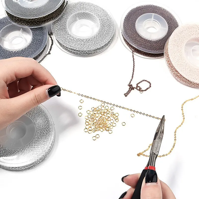Elegant Cable Link Chains for Jewelry Making - 3m DIY Craft Kit for Necklaces, Earrings & Bracelets
