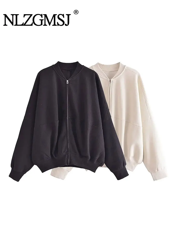 

Куртка-бомбер женская осенняя, на молнии, с длинным рукавом