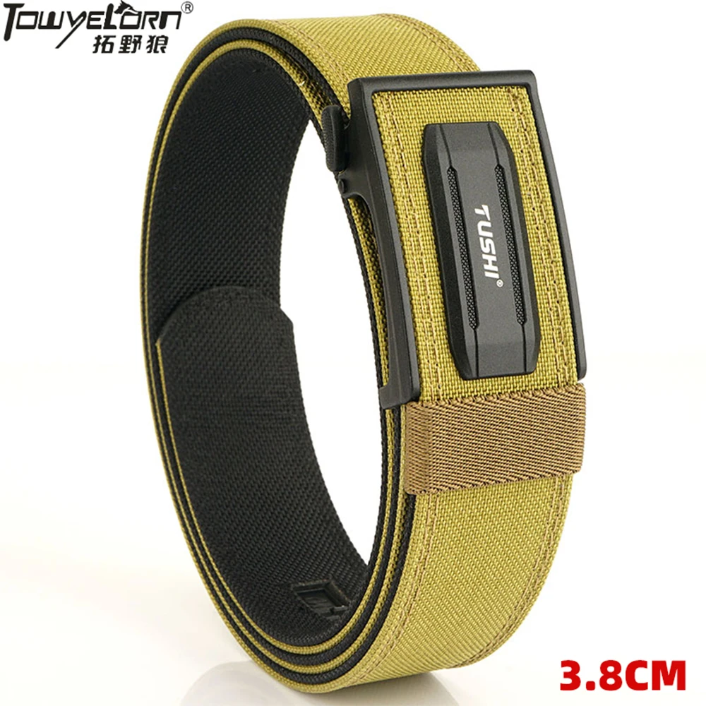 TOWYELORN NEW Hard Gun Belt for Men and Women Alloy Automatic Buckle Tactical IPSC Outdoor Belt 1100D Nylon Military Belt Male