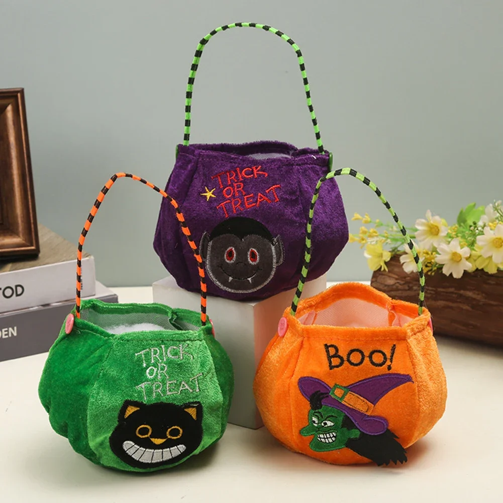 1pc Halloween Loot Party Kids Pumpkin Trick Or Treat Tote Bags Candy Bag Halloween Candy Storage Bucket Portable Gift Basket