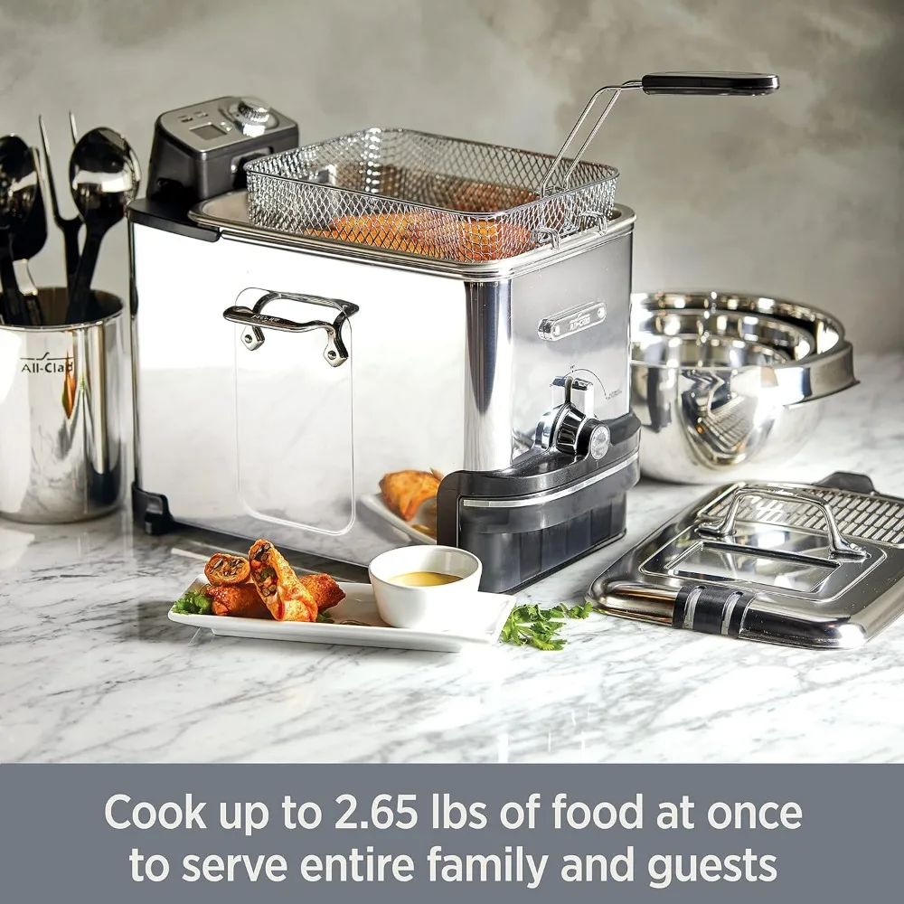 All-Clad 3.5L 1700W Electric Deep Fryer with Basket, Digital Controls-Stainless Steel