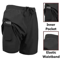 Men's Built-in pocket Shorts Quick-drying Fitness Double Layer Shorts Men Breathable Workout Training casual Sports Short Pants