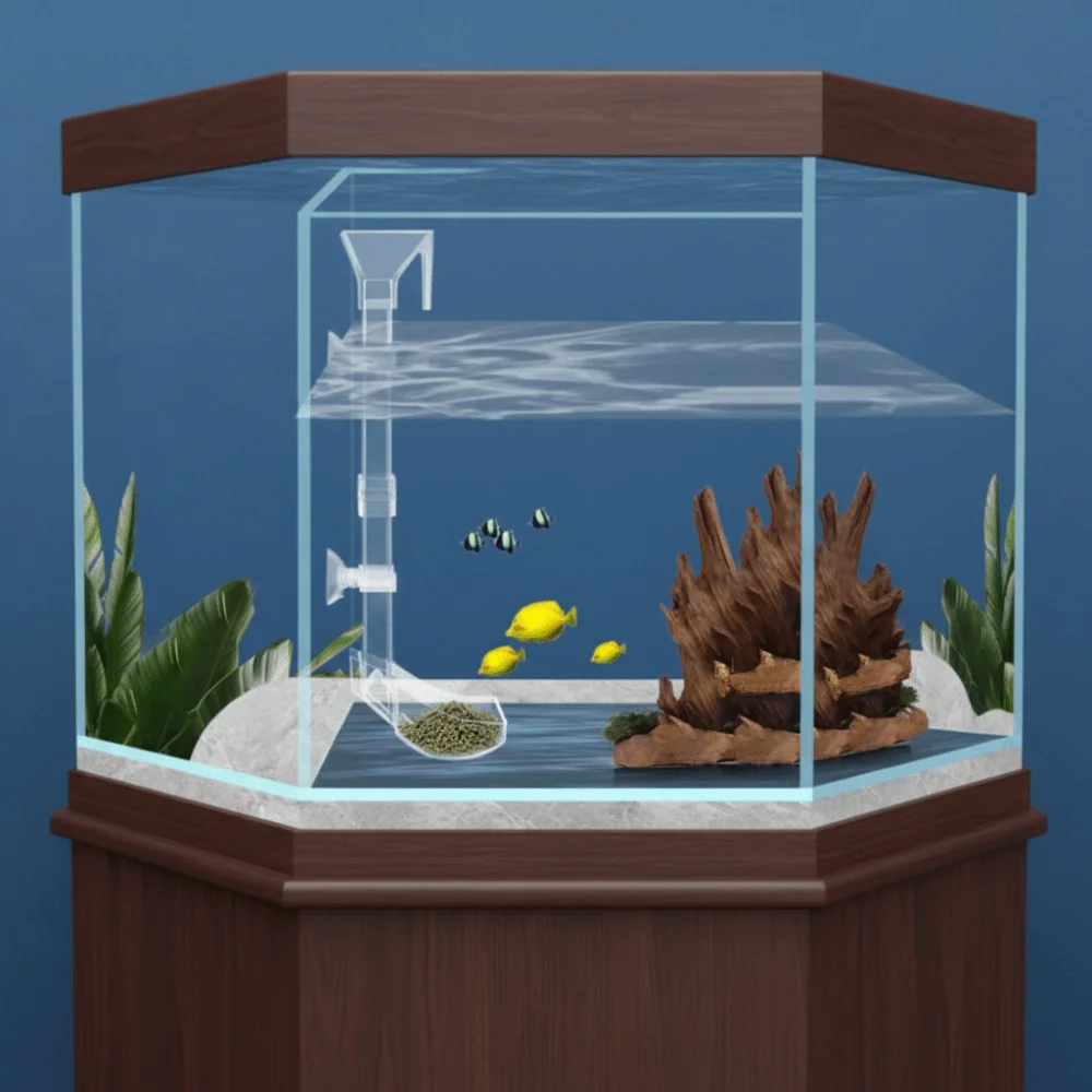 Transparent Fish Tank Feeding Tube Wall-mounted Acrylic Fish Feeding Basin with Suction Cup Fish Tank Feeding Ring