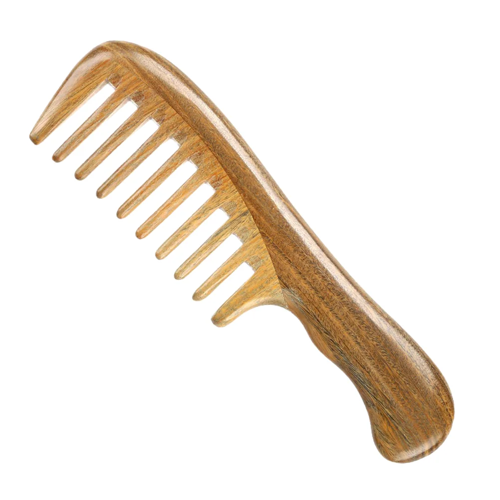 Sandalwood Comb Hair Coarse Tooth Massage Lettering Teeth Wide Dense Wooden Bamboo