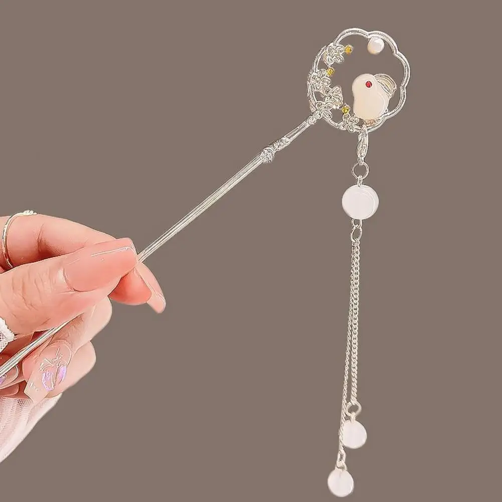 

Festival Hairpin Chinese Style Rabbit Decor Hair Stick Beads Tassel Retro Classic Lady Back Head Chopstick Accessory Elegant