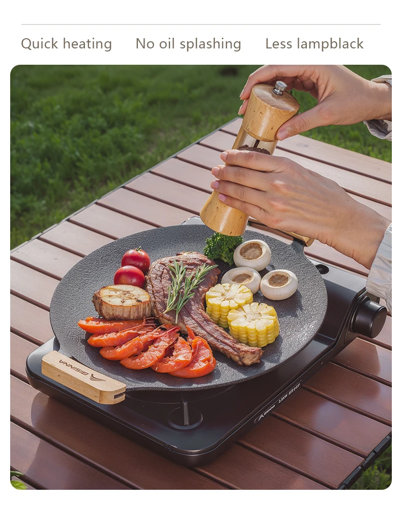 Bisinna 34cm im Freien Grill Grill pfanne Antihaft-Herd Backblech koreanische Roastig Grill platte Camping ausrüstung – Detail 3